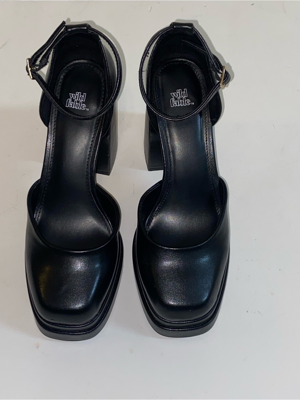 wild fable Black Platform Ankle-Strap Block Heels - Picture 7 of 14